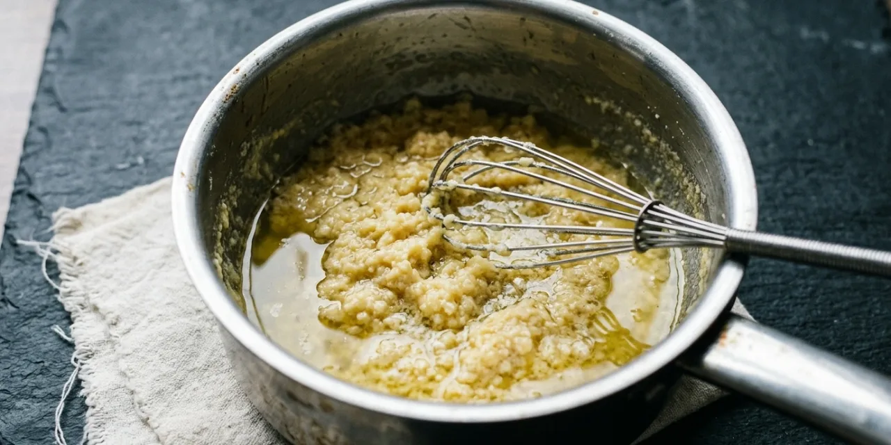 Béarnaise tranchée, émulsion séparée en grains dans la casserole