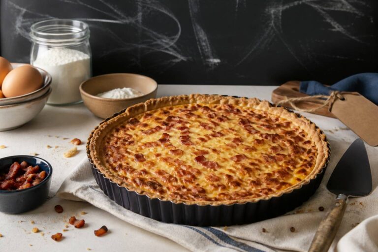 Quiche lorraine pour 8 : quantités, moule et coût relevé