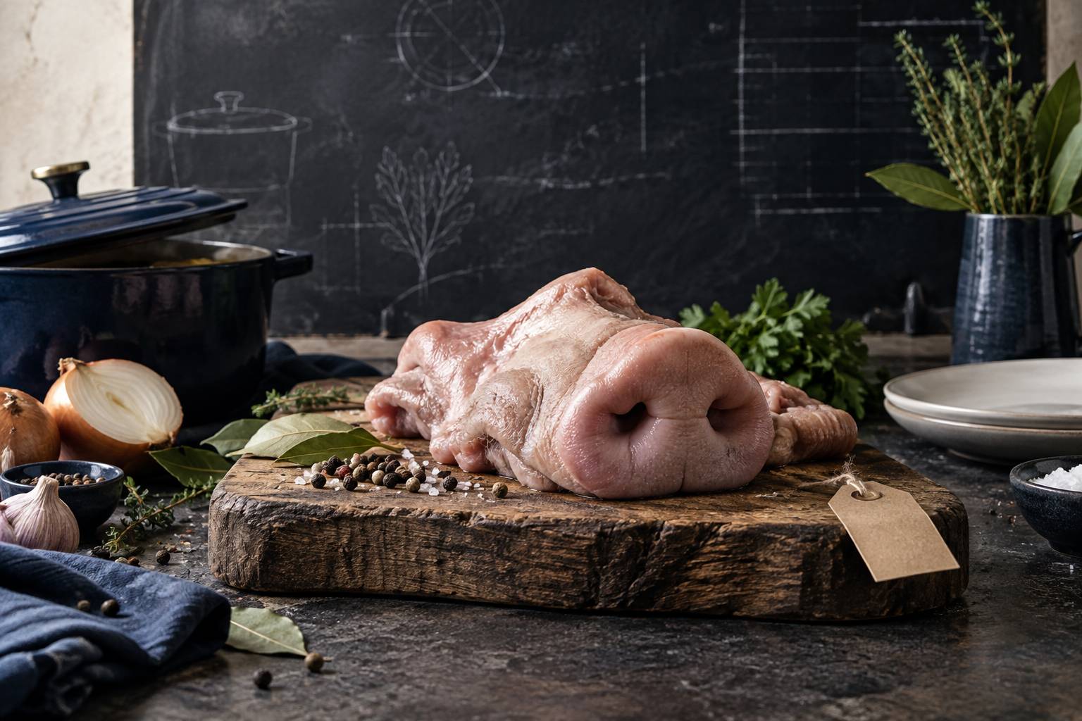 Illustration éditoriale du sujet : Museau de porc : ce que c'est, préparation et service