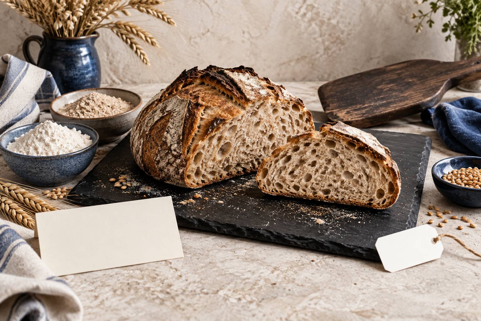 Illustration éditoriale du sujet : Pain de campagne : farines, mie et différence avec le blanc